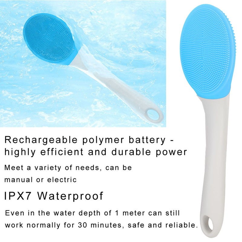 Electric Silicone Brush Silicone Body Brush Long Handle Shower Brush