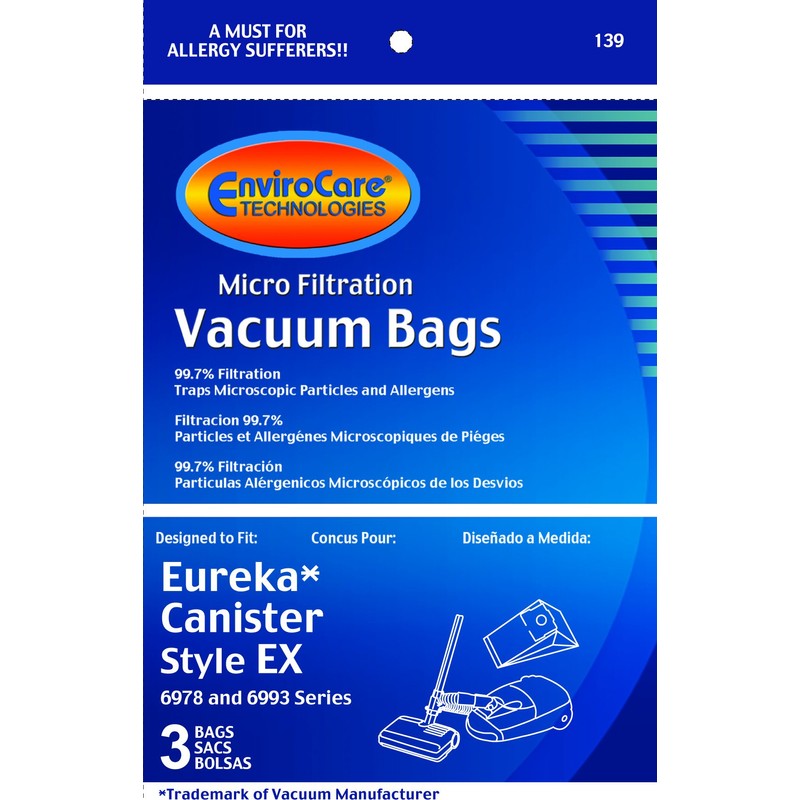 Eureka EX Canister Micro Filtration vacuum bags - Generic -