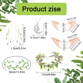 Elf Crown Elf Headpiece, Elf Ears Fairy Costume, Earrings Headpiece Pixie Ears Pendant Cosplay Accessories for Costume Party