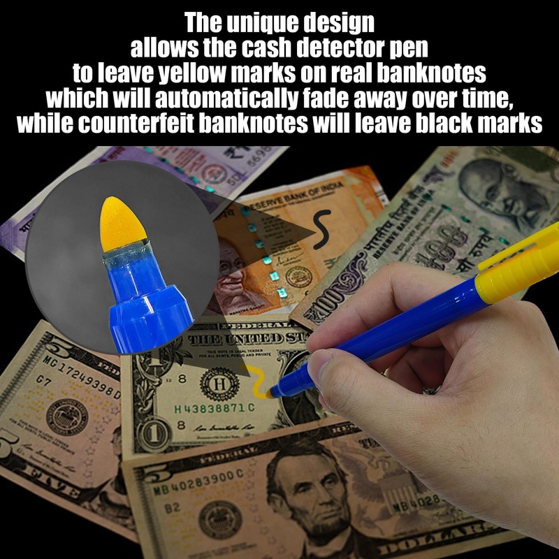 10 Pieces of Banknote Checker Pen, Counterfeit Coin Detection Pen,