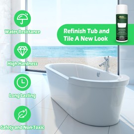 Matio Tub and Tile Spray Paint White, 450ml Bathtub Spray Paint, Quick Dry Bathtub Refinishing Paint Coating for Porcelain Fiberglass Ceramic, DIY Resurfacing Bathroom Kitchen Sink, Countertop Repair