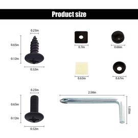 GKmow 8 Sets Rustproof License Plate Screws Kit, Anti-Vibration Anti-Theft Car License Bolts, Self Tapping Mounting Fasteners for Auto Front and Rear License Plate Frame Cover (Black)