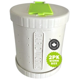 2-Pack Live Worm & Night Crawlers Bait Boxe with Aeration Holes | Clips to Belt | Top & Bottom Opening for Easy Access | 360° Rotation | Worm Cutter Included | Fishing Gear | Made in Canada