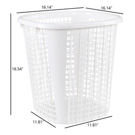 Ponpong 6-Pack 50 L Plastic Clothes Laundry Hamper, Tall Laundry Baskets with Handles, White