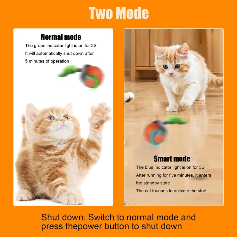 JIMACRO Active Rolling with Tail, Interactive Cat Toy, Intelligent Interactive