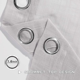 MIULEE 2 Panels Natural Linen Long Semi Sheer Window Curtains Elegant Solid Light Grey Drapes Grommet Top Window Voile Panels Linen Textured Panels for Bedroom Living Room (52X108 Inch)