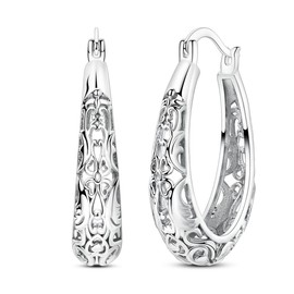 NARMO 925 Sterling Silver Hoop Earrings Vintage Earrings for Women Lightweight Earrings