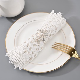 Set of 6 Grape Napkin Rings Imitation Pearl Alloy Napkin Ring Holders for Dinning Table Decor,Silver Color