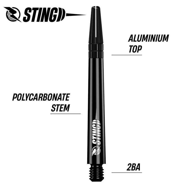 RUTHLESS Sting | Polycarbonate Dart Shafts Solid Black with Black