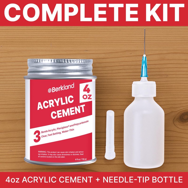Acrylic Bonding Cement with Applicator Bottle 4 oz, Clear Adhesive