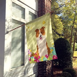 Caroline's Treasures BB6119CHF Easter Eggs Border Collie Red White House Flag Large Porch Sleeve Pole Decorative Outside Yard Banner Artwork Wall Hanging, Polyester, House Size, Multicolor