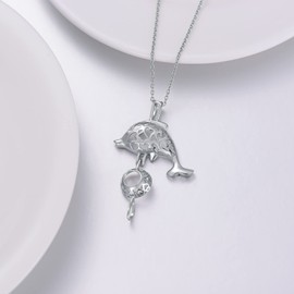 PORTCAS Dolphin Perfume Diffuser 925 Sterling Silver Necklace, Exquisite Women's Jewelry Necklace for party, Fashion Think Hypoallergenic Pendent for Mother's Day