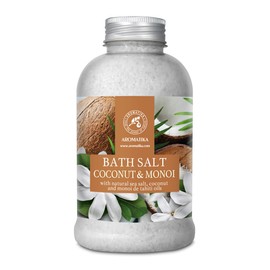 Bath Salt Coconut Monoi 600 g - Bath Salt with Monoi de Tahiti and Coconut Oil - Natural Pure Sea Salt - Aromatherapy Bath - Body Care - Relaxation