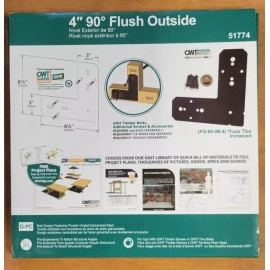 Ozco 4" Flush Outside 90° Plate - Decorative Builders Hardware - Corner Brace, Black