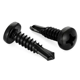 Mellewell #12 x 1 Pan Head Self Drilling Screws, Self Tapping Sheet Metal Screws, Black Finish 410 Stainless Steel, 50 PCS