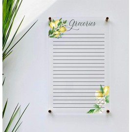 Large Clear Acrylic Grocery List for wall | Dry-Erase Message White Board Calendar Wall Mounted Office Home Family Organization Tools Must Haves School Kids Adult Mom Teen Monthly Weekly ADHD Tools