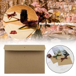Create idea 50pcs Envelopes with Ribbon Kraft Paper Bow Envelope for Gift Cards, Thanksgiving Envelopes, Party Invitations, Greeting Cards Brown