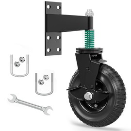 Gate Wheel 6inch with Brake,360 Degree Rotation Gate Caster Kit with Screws & Wrenches, Heavy Duty Fence Gate Wheels, Supports 500lbs, Black, 1 Pack (6IN)