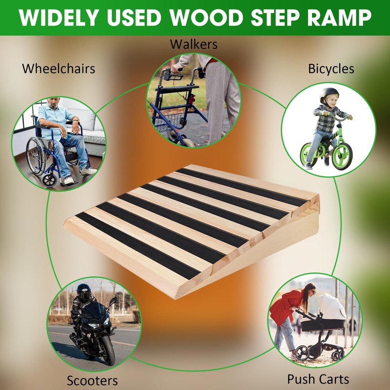 5 Inch Wooden Threshold Ramp for Home Steps(17.7" W*5.0" H,