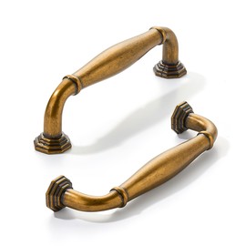 khtumeware 2 Pack 3-3/4 inch(96mm) Antique Brass Cabinet Pulls Vintage Cabinet Handles Heavy Duty Solid Cabinet Hardware for Cupboard Drawer Pulls Dresser Handle