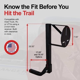 UTV High Clearance Receiver Hitch Spare Tire Carrier Fits 2" Hitch Made in USA. All Steel Welded U-4048