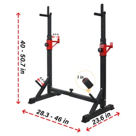 BESTHLS Adjustable Squat Rack Stand with Barbell Rack, Weight Plate Holder, J Hooks,Dip Bar Station for Bench Press Strength Training Max Load 550LBS Suitable for Gym and Home Fitness