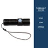 West Coast Paracord LED Flashlight, 3 Modes, Adjustable Zoom Focus,