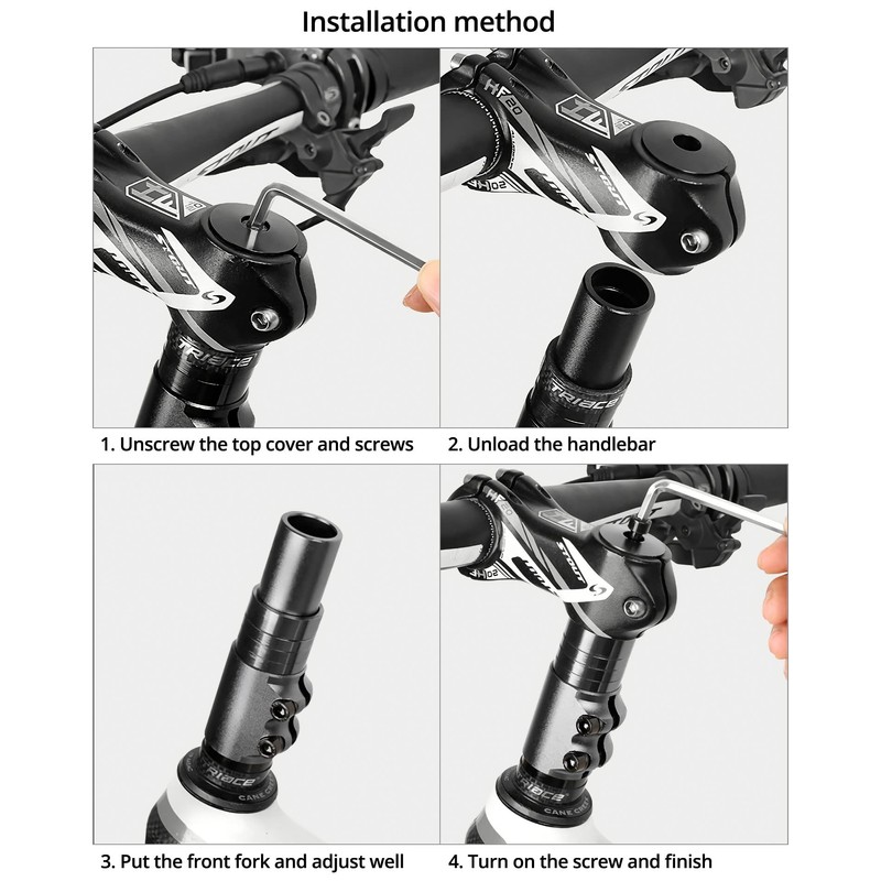QWORK® Bicycle Handlebar Riser, Aluminium Bicycle Stem Adapter 28.6 mm