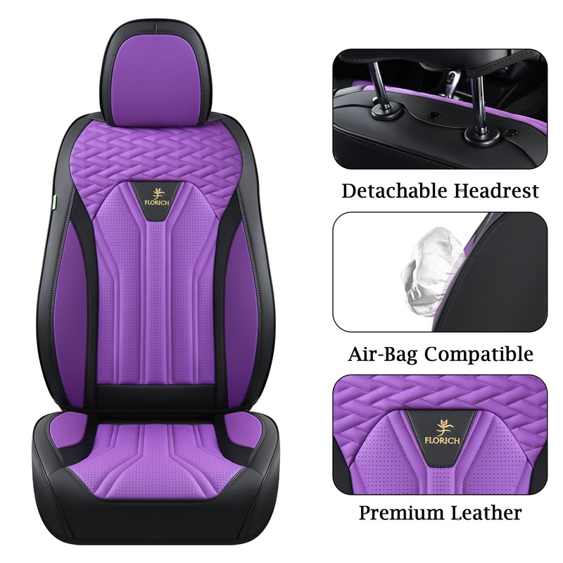 FLORICH Seat Covers for Cars, Waterproof Front Seat Covers, Purple