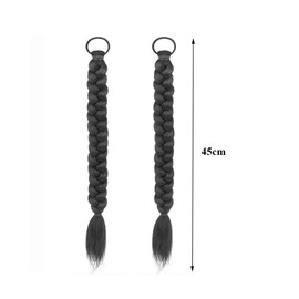 2Pcs Braided Ponytail Extensions with Hair Ties 16 Inch Soft Synthetic Hairs Pieces Hair Extension for Women Girls Daily Wear Parties (Natural Black)
