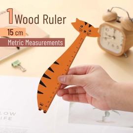 Mr. Pen- Wooden Ruler, 15cm, Tiger Wood Ruler, Centimeter Ruler, mm Ruler, Standard Ruler, Small Ruler for School, Standard Metric Ruler, Mini Ruler for School, Rulers for Kids Ruler, Wooden Rulers