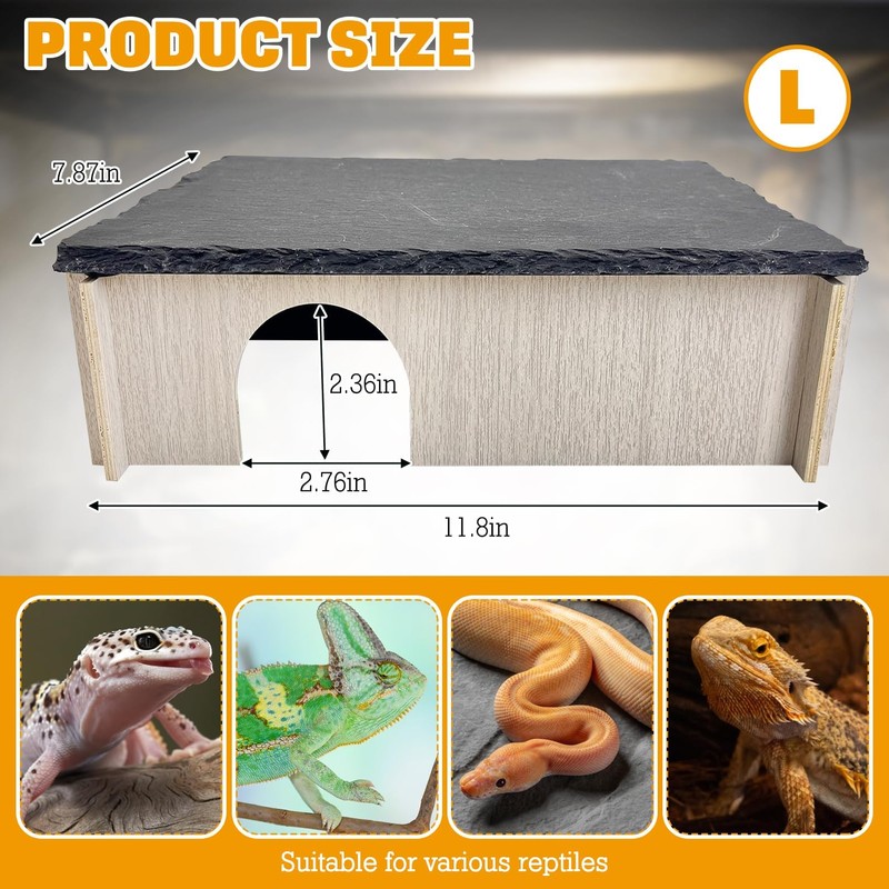 PINVNBY Large Bearded Dragon Basking Platform, Wooden Snake Hide, Ball