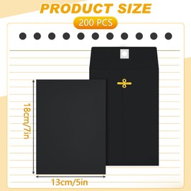 Geyee 200 Pcs 5 x 7" Clasp Manilla Envelopes Gummed Clasp Closure 28 lb Kraft Paper Envelopes for Storing or Mailing Home Business Office (Black)