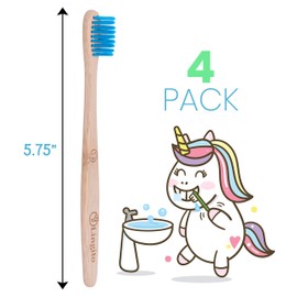 Lingito Natural Bamboo Toothbrushes, BPA Free Soft Bristles, Nature-Friendly, Natural, Organic & Vegan Toothbrush Pack, Individually Packaged (Natural Child Bamboo Toothbrushes)