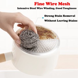 Scouring Pad Stainless Steel 12 Pieces Stainless Steel Scouring Spiral Scourer Stainless Steel Sponges Scourer Stainless Steel Sponges Scourer Stainless Steel with 1 Handle Steel Wool Sink for