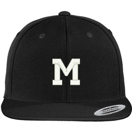Trendy Apparel Shop Letter M Collegiate Varsity Font Initial Embroidered Baseball Cap - Black