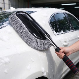 Car Wash Brush with Flexible Stainless Steel Handle – Microfiber Cleaning Mop for Everyday Vehicle Care