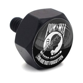 Tricktoppers Custom Vivid Black Billet Aluminum Hex Fender Seat Bolt for 1996 - Up Harley Road Street Glide Dyna Sportster Softail 1/4-20 Thread Pitch - USA Veteran Military Pow Mia Black White Logo