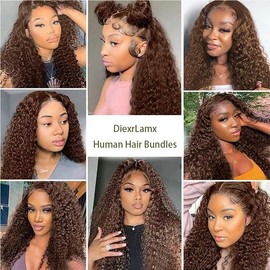 Brown Curly Bundles Color #4 Bundle 22 24 26 Inch Brazilian Virgin Remy Hair Mixed Length 3 Bundles Chocolate Brown Kinky Curly Hair Weave