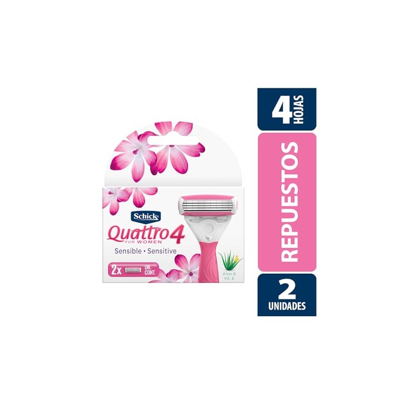 Schick Quattro Cartuchos para Afeitar de Mujer 2 pzs