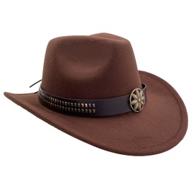 Sandy Ting Men & Women's Felt Hat Wide Brim Western Outback Style Cowboy Hat Brown