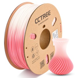 CCTREE 3D Printer PLA (PLA Plus) 1.75MM Color Change by Temperature Filament Accuracy +/- 0.03mm 1KG Net Weight for Creality K1,Bambu LAB X1,P1,A1 3D Printer (Red to White)
