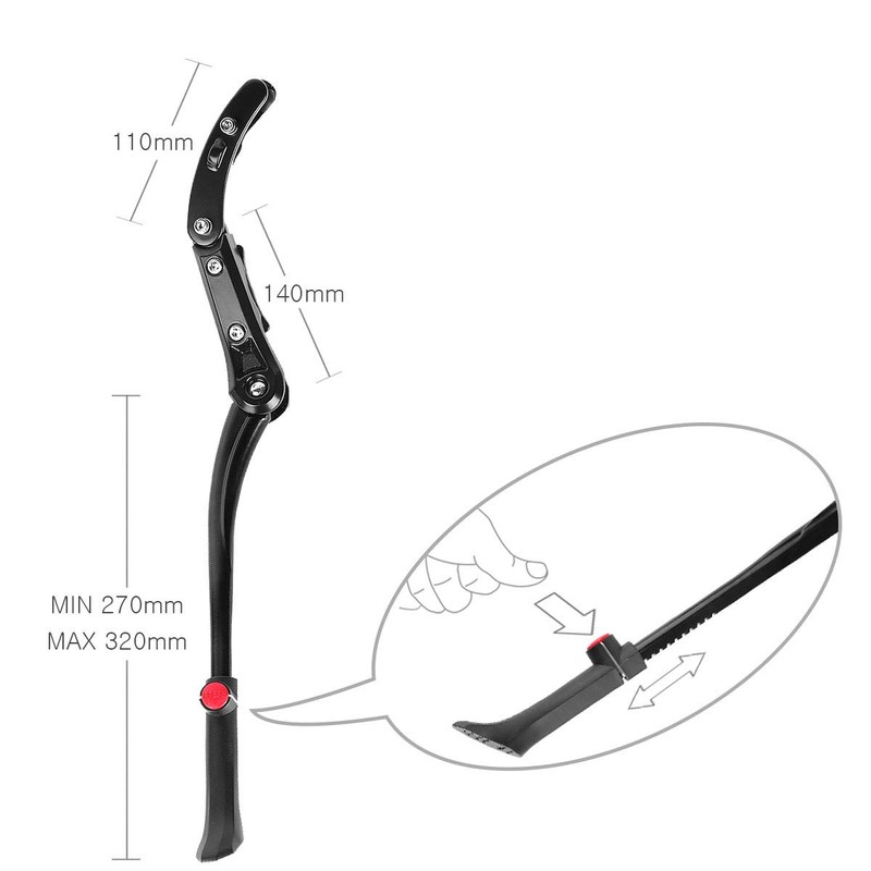 MidGard Bicycle Side Stand Aluminium Adjustable 24.26.27.28 Inches