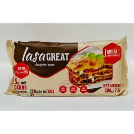 Great Low Carb Company LasaGreat Lasagna Shape 7 oz pastas, Keto, Low carb, High Protein. 5 Net Carbs, 19g Protein (1 pack)