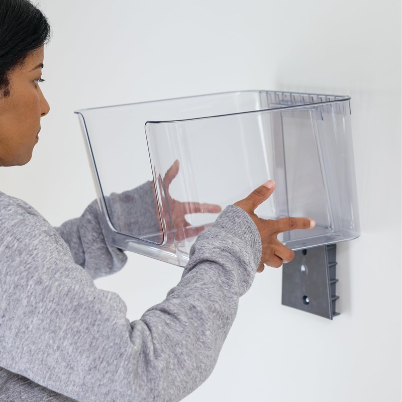 iDesign Large Wallspace Open-Front Bin and Bracket - Wall-Mounted Storage