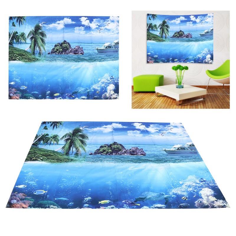 200x150cm Tapestry Scenery Summer Beach Sea View Background Tapestry Home
