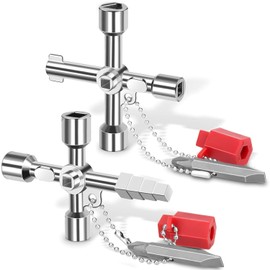 2 Stück Schaltschrankschlüssel, 4 Wege Multifunktionsschlüssel, Universeller Schaltschrankschlüssel, Zinklegierung, für Elektrische Wasser Gas Meter Box Schrank Öffnen Schlüssel,aufzug schlüssel