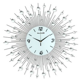 NEOTEND Large Decorative Wall Clock Non Ticking Modern Wall Clock for Living Room 3D Silent Clock