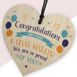 Red Ocean A Level Exam Congratulations Wooden Heart, Passed Exam Gifts, Results Day Gifts For Son Daughter, Year 13, Proud of You Gifts, Passed A Levels Gifts