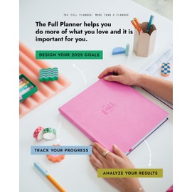 The Full Planner 2025 in Pink Polly Pocket Synthetic Leather, Goal Setting, Monthly & Weekly Planning, 48 Dot Grid Pages, 120 GSM Paper, 180° Lay-Flat Design